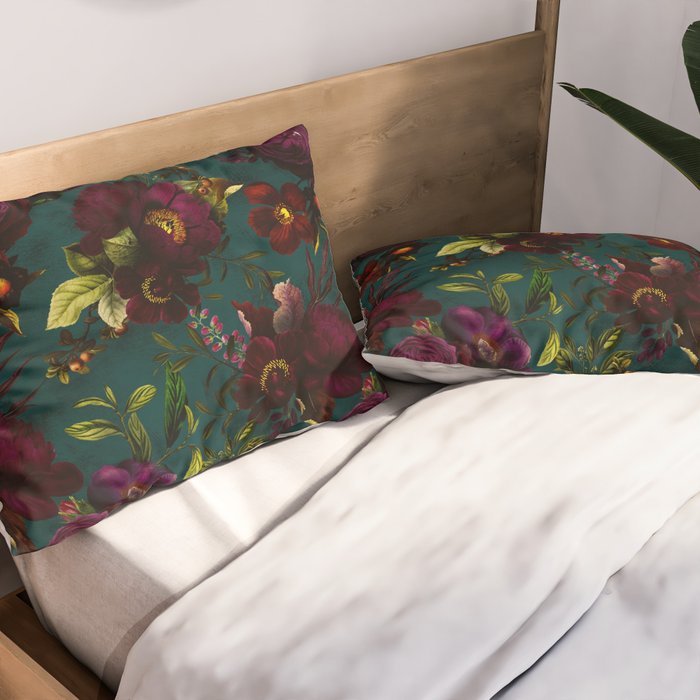 Before Midnight Vintage Flowers Garden Pillow Sham Gallery Image 2