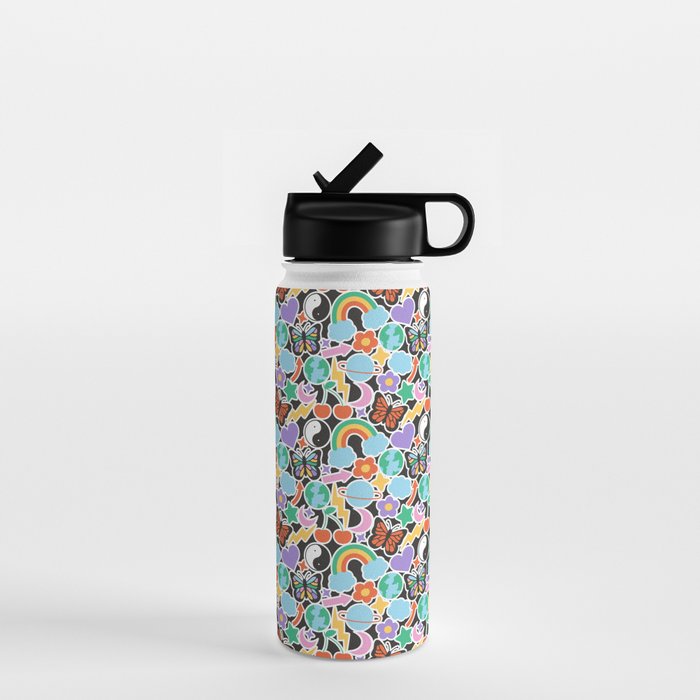 Vintage Y2K cartoon sticker pattern Water Bottle Gallery Image 1