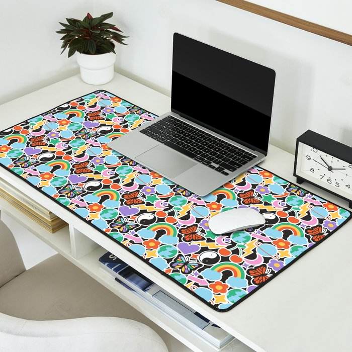 Vintage Y2K cartoon sticker pattern Desk Mat Gallery Image 2