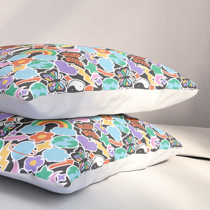 Vintage Y2K cartoon sticker pattern Pillow Sham Gallery Image 3