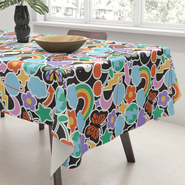 Vintage Y2K cartoon sticker pattern Tablecloth Gallery Image 3