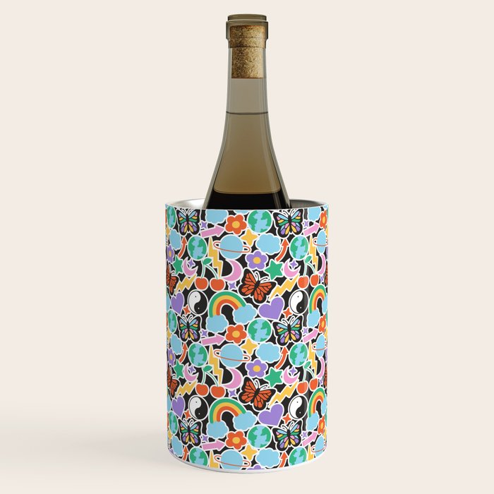 Vintage Y2K cartoon sticker pattern Wine Chiller Gallery Image 3