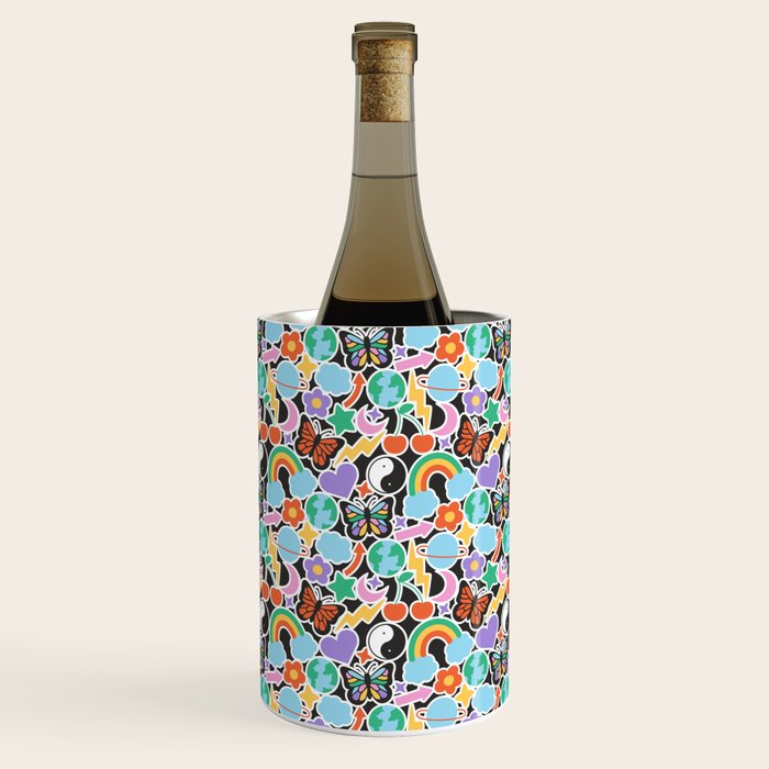 Vintage Y2K cartoon sticker pattern Wine Chiller Gallery Image 2