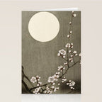 Blossoming plum tree at full moon  - Vintage Japanese Woodblock Print Art Stationery Card Gallery Image 2