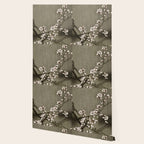 Blossoming plum tree at full moon  - Vintage Japanese Woodblock Print Art Wallpaper Gallery Image 2