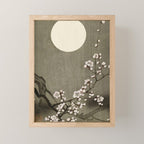 Blossoming plum tree at full moon  - Vintage Japanese Woodblock Print Art Mini Art Print Gallery Image 1
