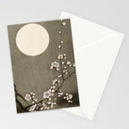 Blossoming plum tree at full moon  - Vintage Japanese Woodblock Print Art Stationery Card Gallery Image 2
