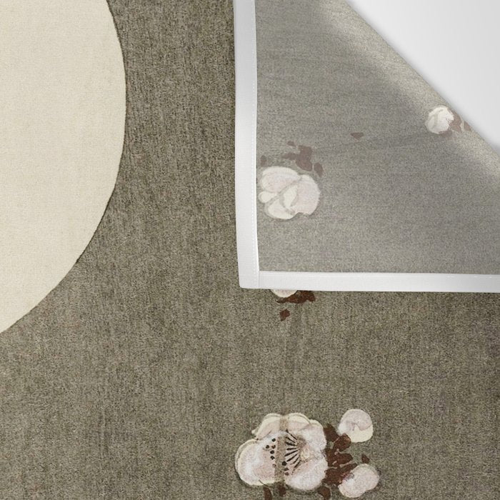 Blossoming plum tree at full moon  - Vintage Japanese Woodblock Print Art Wall Tapestry Gallery Image 3