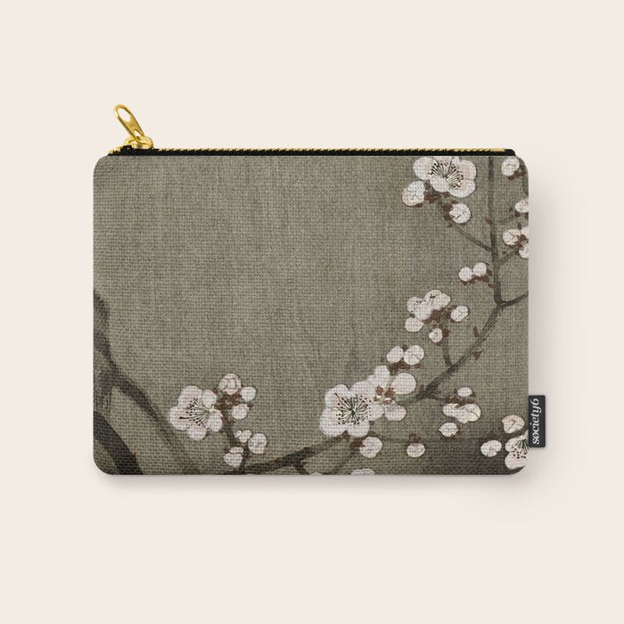 Blossoming plum tree at full moon  - Vintage Japanese Woodblock Print Art Carry All Pouch Gallery Image 1