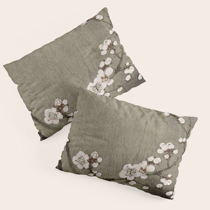 Blossoming plum tree at full moon  - Vintage Japanese Woodblock Print Art Pillow Sham Gallery Image 1