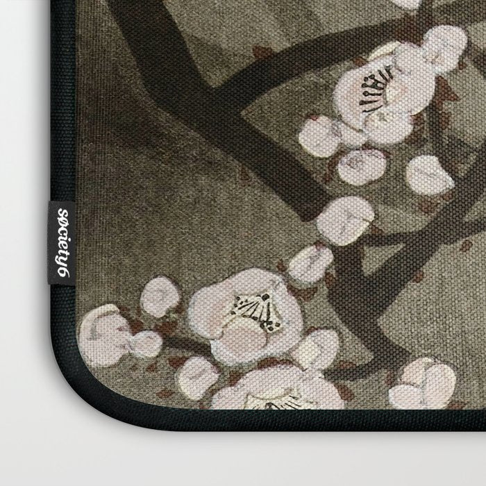 Blossoming plum tree at full moon  - Vintage Japanese Woodblock Print Art Laptop Sleeve Gallery Image 3