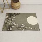 Blossoming plum tree at full moon  - Vintage Japanese Woodblock Print Art Rug Gallery Image 1
