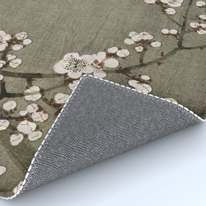 Blossoming plum tree at full moon  - Vintage Japanese Woodblock Print Art Rug Gallery Image 4