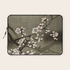 Blossoming plum tree at full moon  - Vintage Japanese Woodblock Print Art Laptop Sleeve Gallery Image 1
