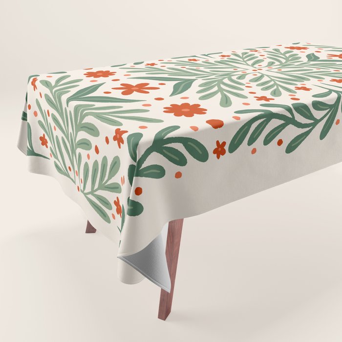 Branches and flowers -  red and green Tablecloth Gallery Image 1