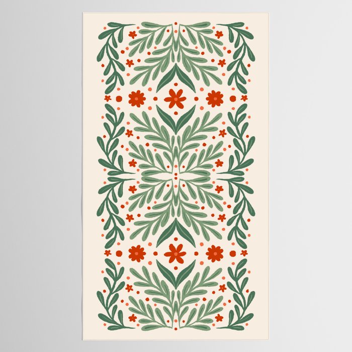 Branches and flowers -  red and green Tablecloth Gallery Image 2