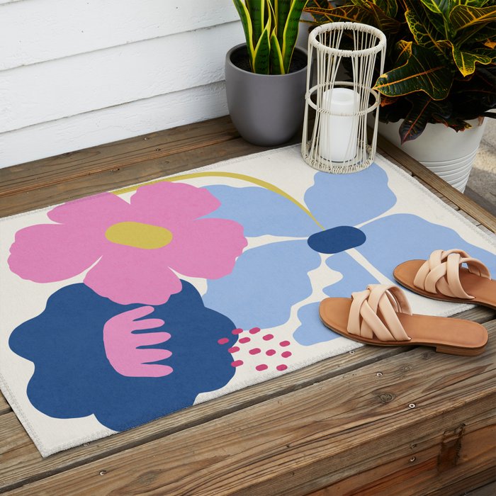 Paper Blooms - tropical Outdoor Rug Gallery Image 2