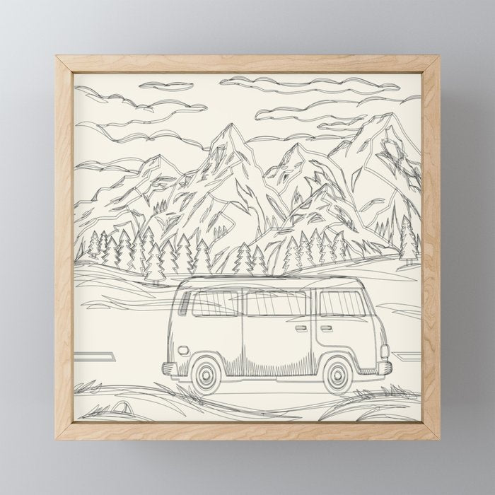 Mountain Road Linescape Mini Art Print Gallery Image 1
