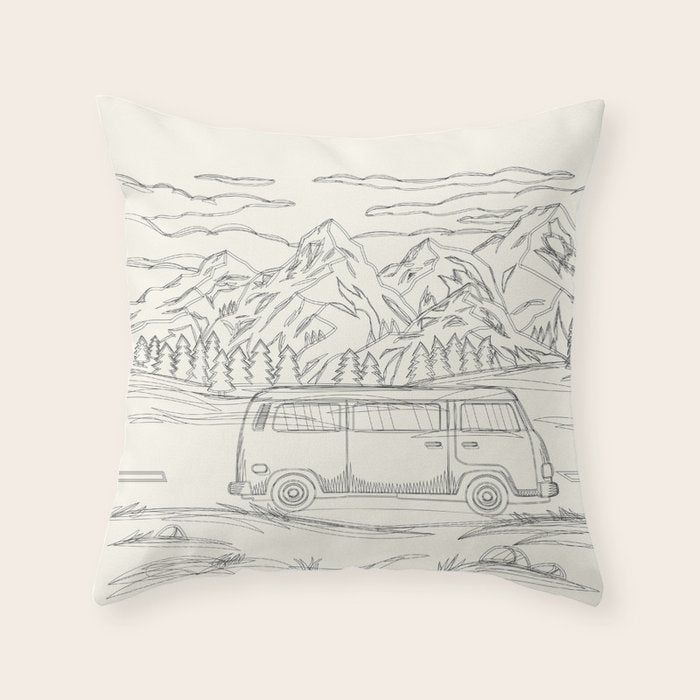 Mountain Road Linescape Throw Pillow Gallery Image 6