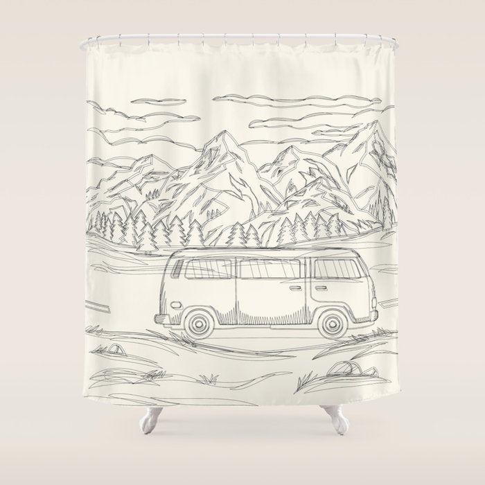 Mountain Road Linescape Shower Curtain Gallery Image 1