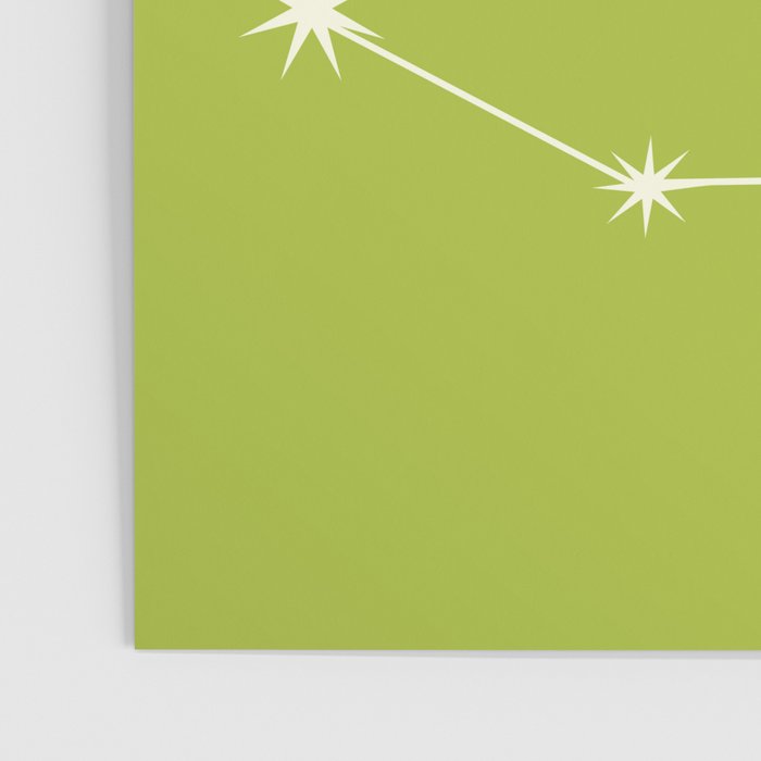 Capricorn Zodiac Star Constellation Line Art Chartreuse Green Poster Gallery Image 3