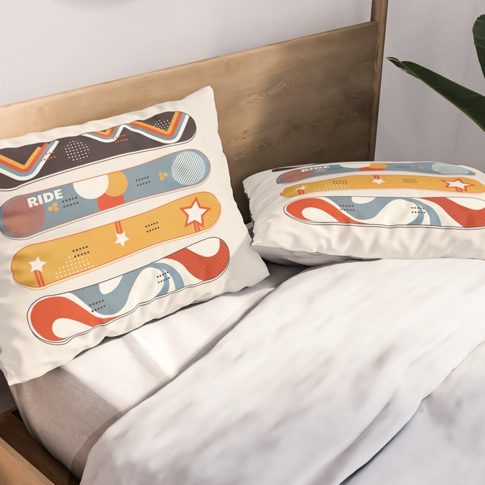 Retro Snowboards  Pillow Sham Gallery Image 2
