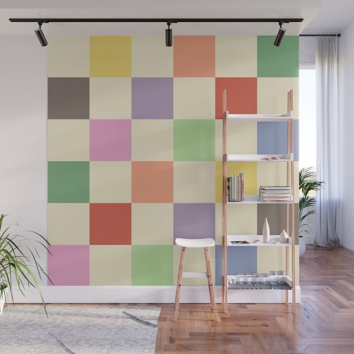 Colorful Checkered Pattern Wall Mural Gallery Image 1