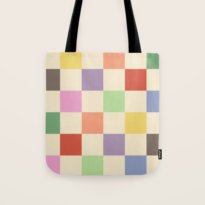 Colorful Checkered Pattern Tote Bag Gallery Image 1