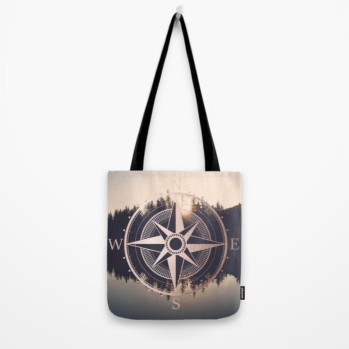 Rose Gold Compass Forest Tote Bag Gallery Image 2