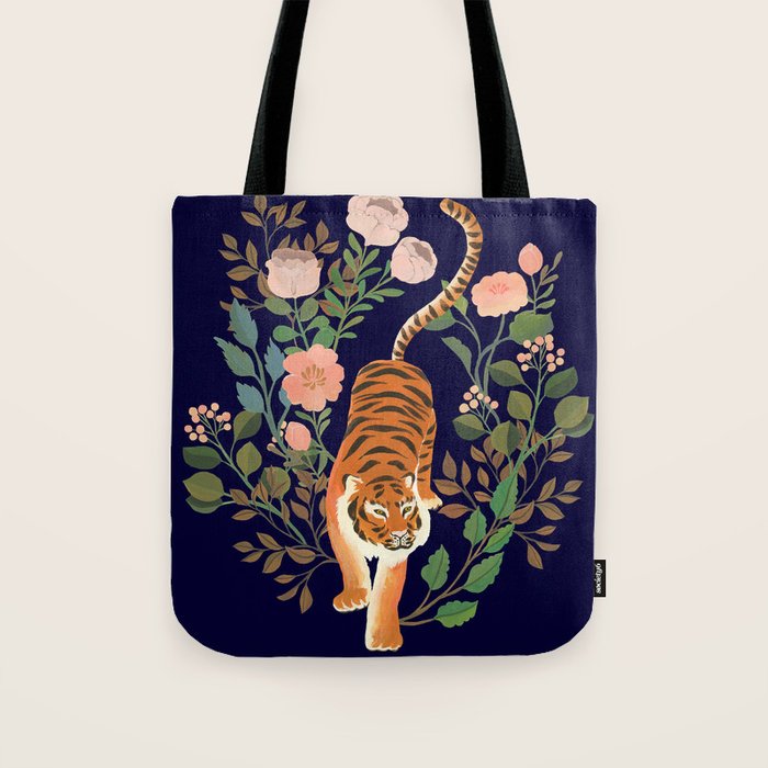 Tiger Floral Garden Tote Bag Gallery Image 1