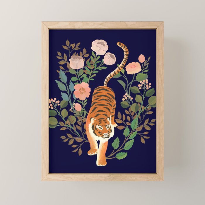 Tiger Floral Garden Mini Art Print Gallery Image 1