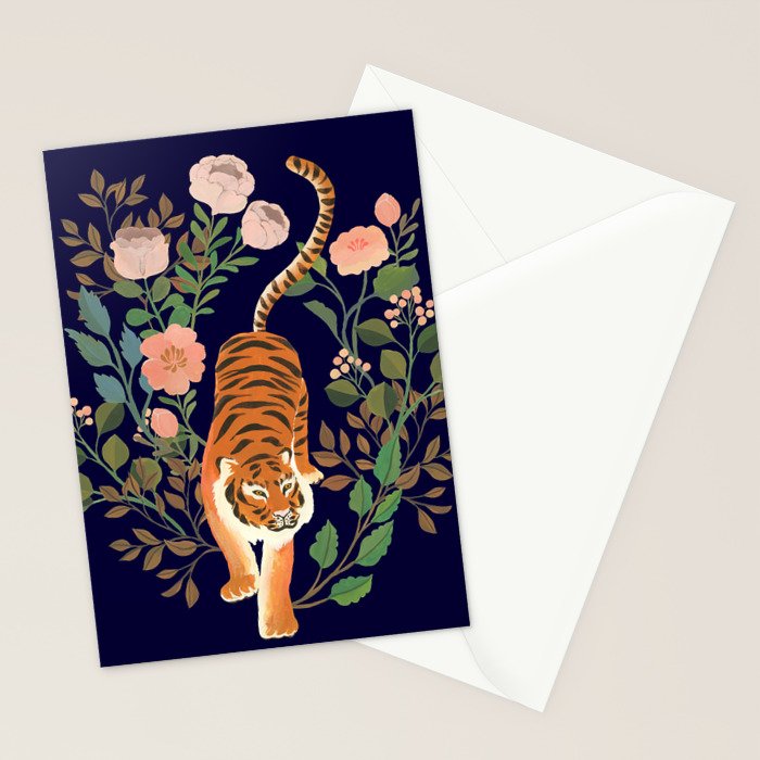 Tiger Floral Garden Stationery Card Gallery Image 2