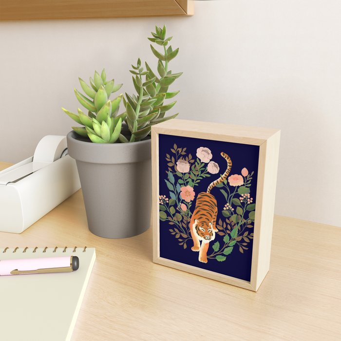Tiger Floral Garden Mini Art Print Gallery Image 2