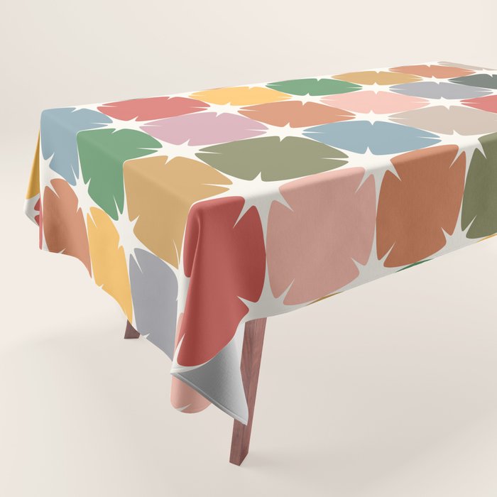 Retro Festive Sparkle Colorful Checker Tablecloth Gallery Image 1
