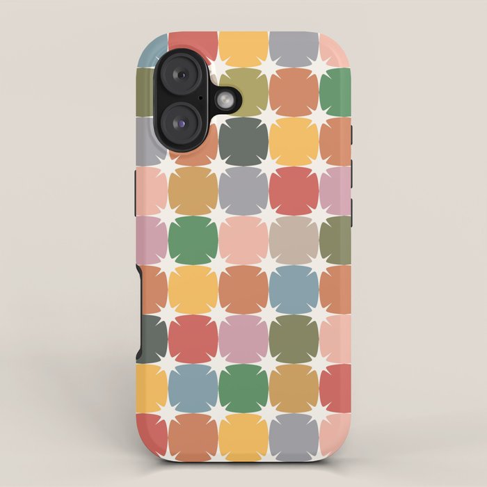 Retro Festive Sparkle Colorful Checker iPhone Case Gallery Image 1