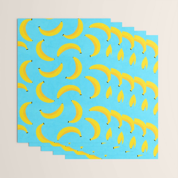 Minimal bold and vibrant banana pattern yellow on blue Wrapping Paper Gallery Image 3