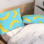 Minimal bold and vibrant banana pattern yellow on blue Pillow Sham Gallery Image 2