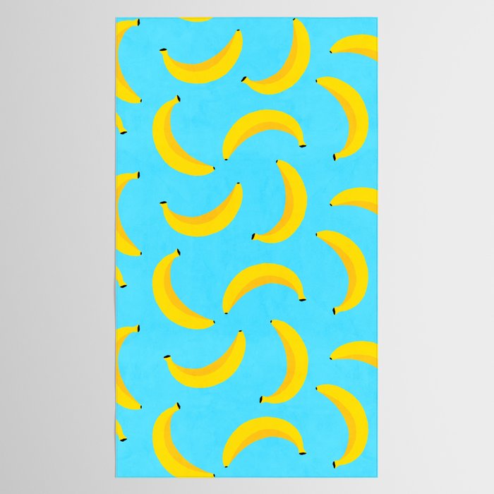 Minimal bold and vibrant banana pattern yellow on blue Tablecloth Gallery Image 2