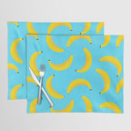 Minimal bold and vibrant banana pattern yellow on blue Placemat Gallery Image 1