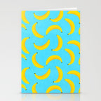 Minimal bold and vibrant banana pattern yellow on blue Stationery Card Gallery Image 2