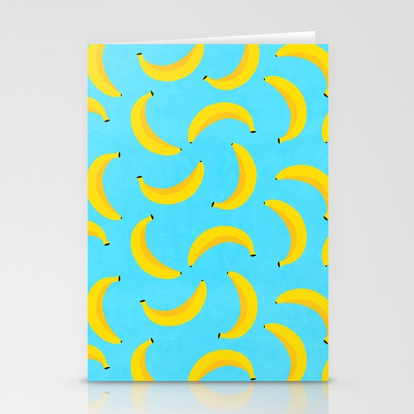 Minimal bold and vibrant banana pattern yellow on blue Stationery Card Gallery Image 2