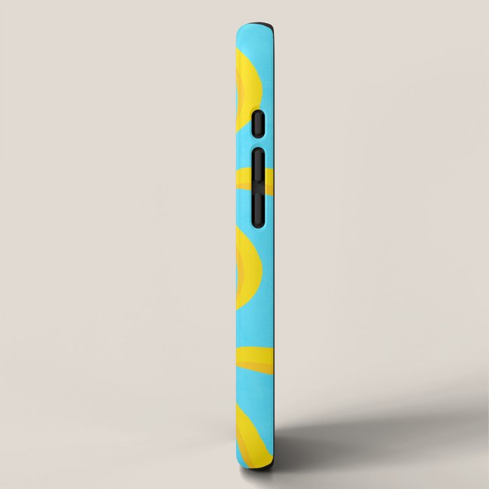 Minimal bold and vibrant banana pattern yellow on blue iPhone Case Gallery Image 2