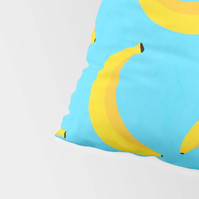 Minimal bold and vibrant banana pattern yellow on blue Pillow Sham Gallery Image 4