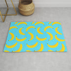 Minimal bold and vibrant banana pattern yellow on blue Rug Gallery Image 1