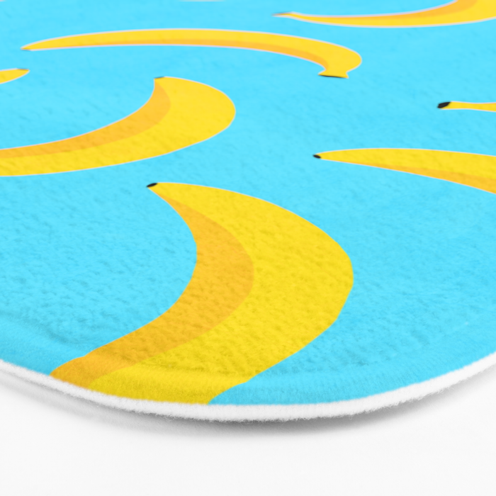 Minimal bold and vibrant banana pattern yellow on blue Bath Mat Gallery Image 3
