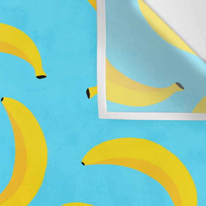 Minimal bold and vibrant banana pattern yellow on blue Wall Tapestry Gallery Image 3
