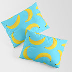 Minimal bold and vibrant banana pattern yellow on blue Pillow Sham Gallery Image 3
