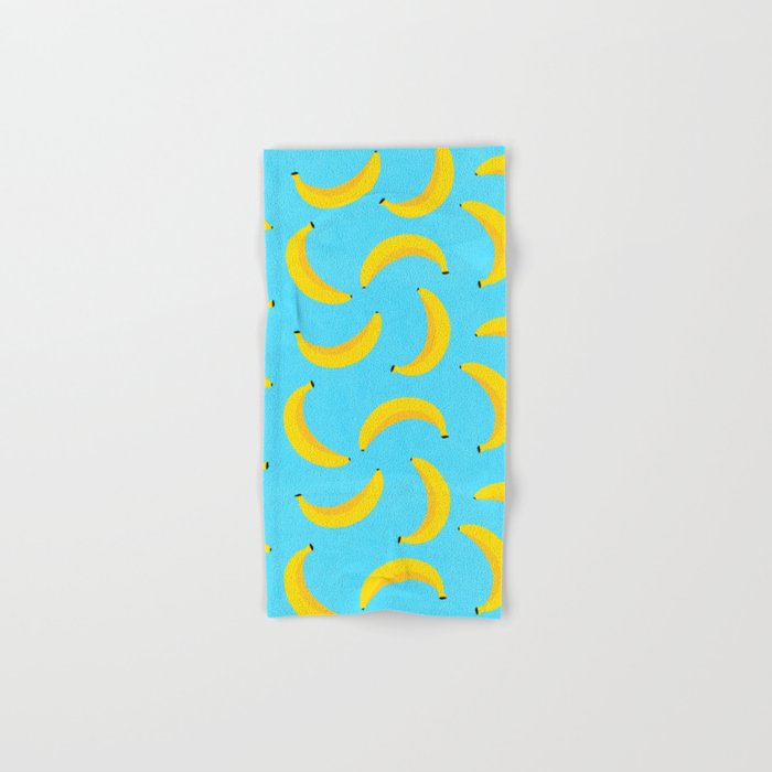 Minimal bold and vibrant banana pattern yellow on blue Bath Towel Gallery Image 1