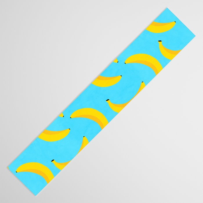 Minimal bold and vibrant banana pattern yellow on blue Table Runner Gallery Image 3