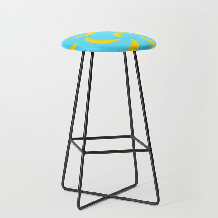 Minimal bold and vibrant banana pattern yellow on blue Stool Gallery Image 1